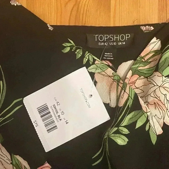 Topshop Midi Floral Wrap Dress Cocktail Party Dark Romantic - Picture 10 of 13